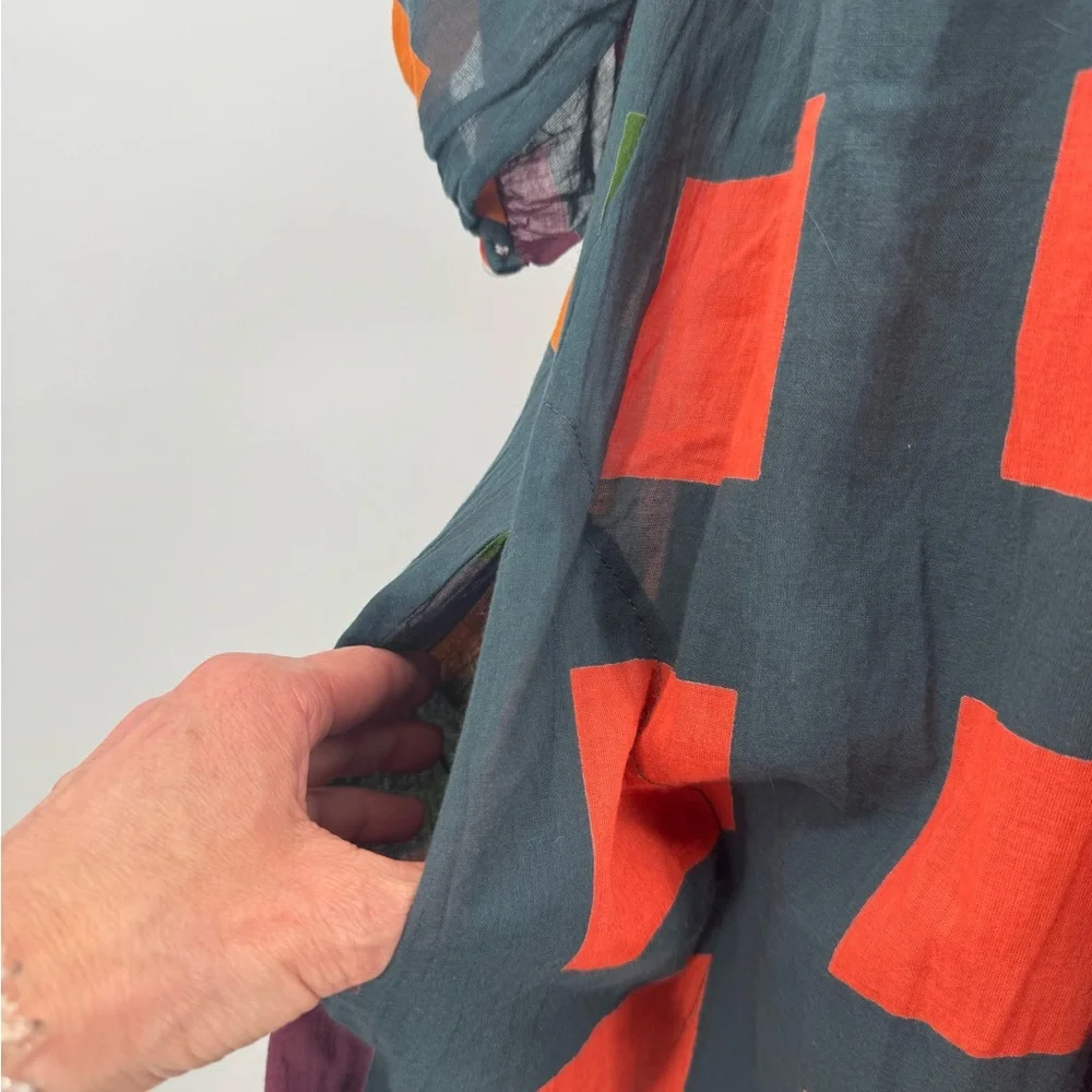 Dolma Skye Dress Geometric Block Printed Petrol Size M Medium Boho Relaxed Fit - Picture 11 of 15